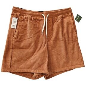 RSQ Corduroy Pull On Shorts Mens Small Copper orange Drawstring NWT